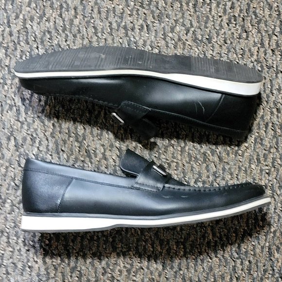 Men's Black Calvin Klein White Sole Loafers Size 10 - Picture 2 of 16